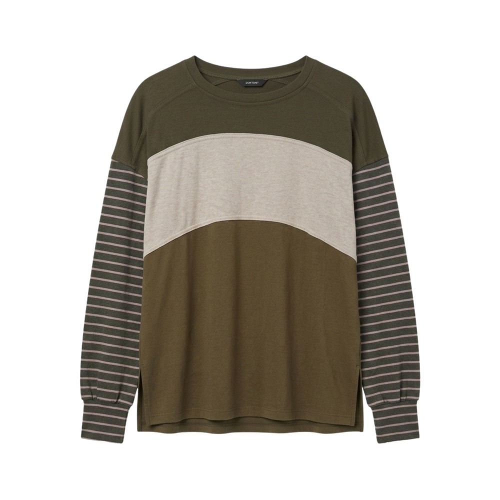 Dokotoo Colorblock Top Women Large Green Boho Oversized Striped Long Sleeve‎